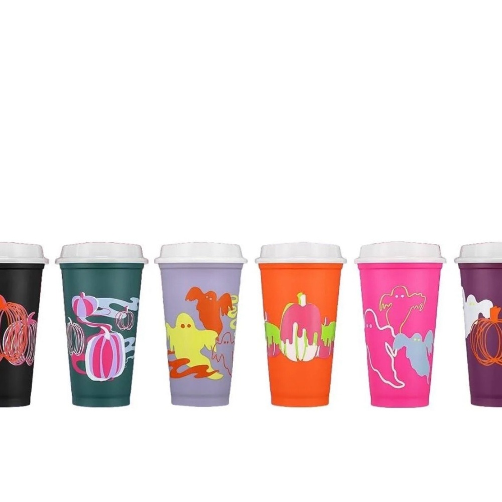Starbucks Halloween 2023 Glow-In-The Dark 6 Pack 16 Oz Reusable Hot Cups NEW! - Picture 6 of 13